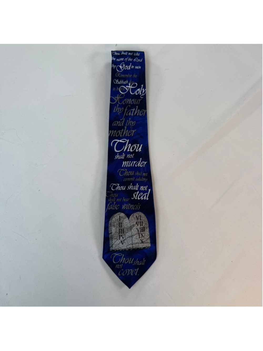 Steven Harris Ten Commandments Christian Necktie Blue Religious Scripture Tie Ha